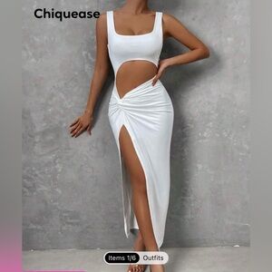 Elegant White Cut-Out Dress